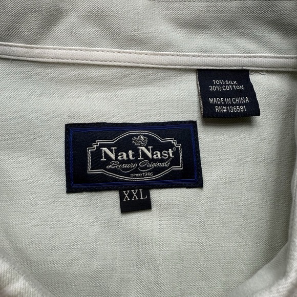 Nat Nast Shirt Men XXL Green Palm Floral Short Sleeve Button Up Luxury Originals - Picture 2 of 8